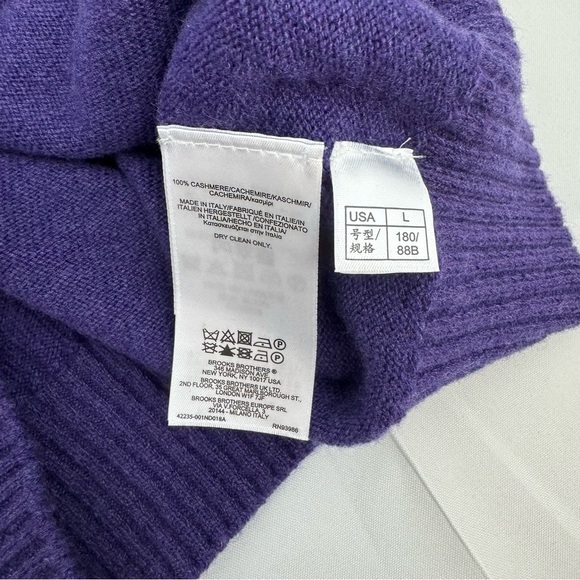 Brooks Brothers Made In Italy 100% Cashmere Sweater Men's L Purple